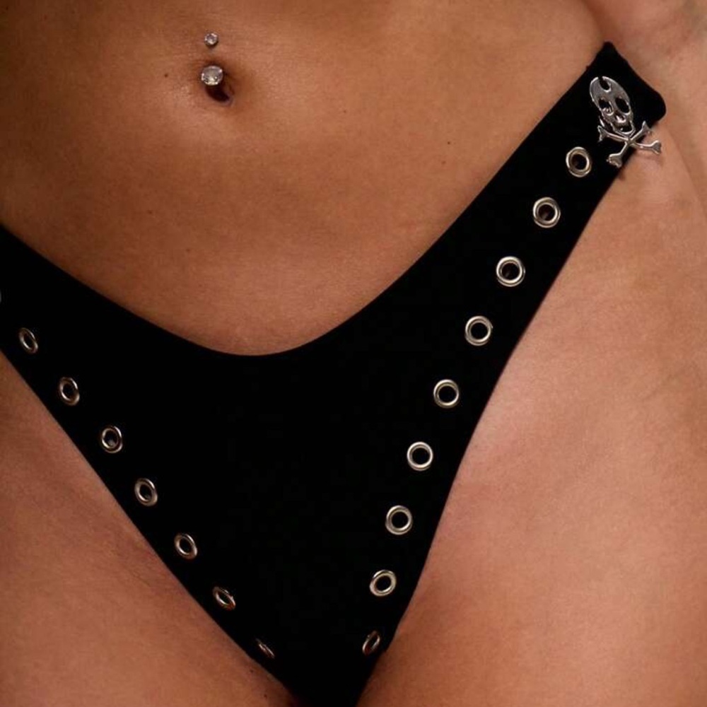 Black Bikini Bottom with Skull Detail
